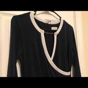 Calvin Klein Navy Dress - gold detail